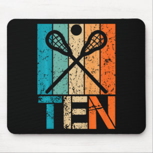Kids Funny 10th Lacrosse Birthday 10 Year Old Birt Mouse Pad