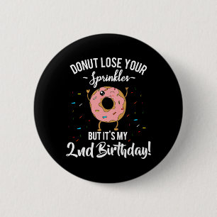 Kids Funny 2nd Birthday Party Doughnut Theme Secon 6 Cm Round Badge