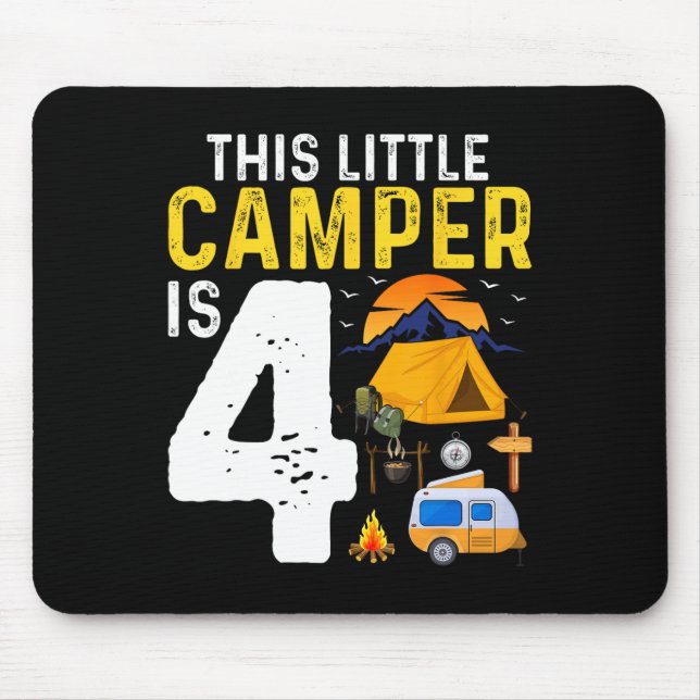 Kids Funny 4th Camping Birthday Camper Lover 4 Yea Mouse Pad (Front)