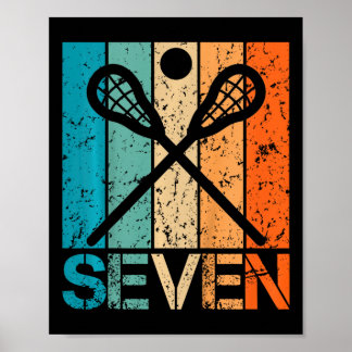 Kids Funny 7th Lacrosse Birthday 7 Year Old Birthd Poster