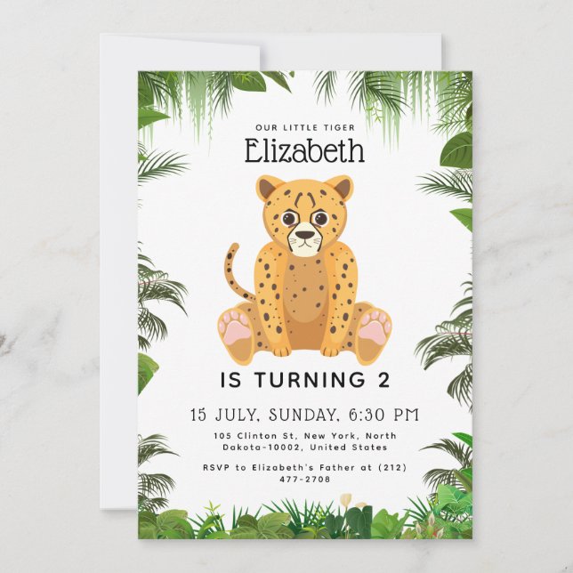Kids Funny Birthday Celebration For Tiger Theme Invitation (Front)