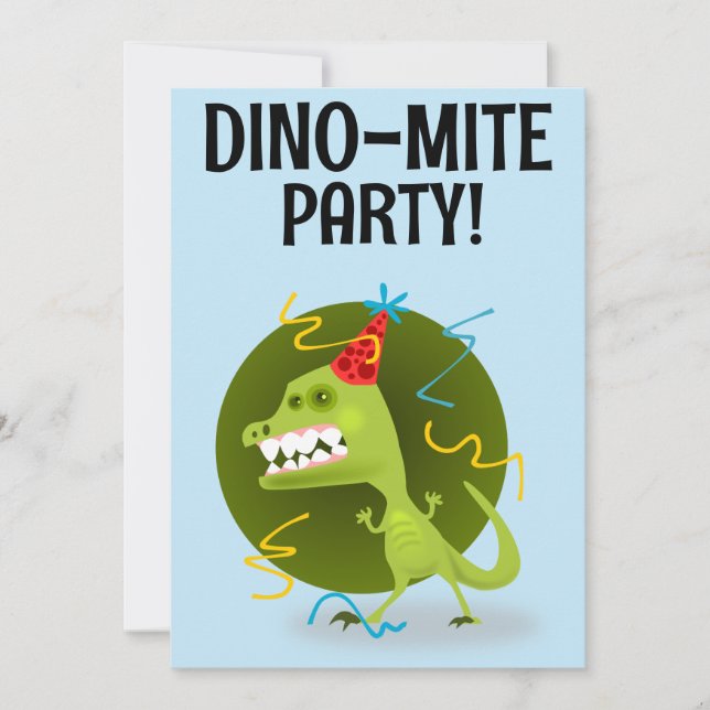 KIDS FUNNY DINOSAUR BIRTHDAY PARTY INVITATIONS (Front)