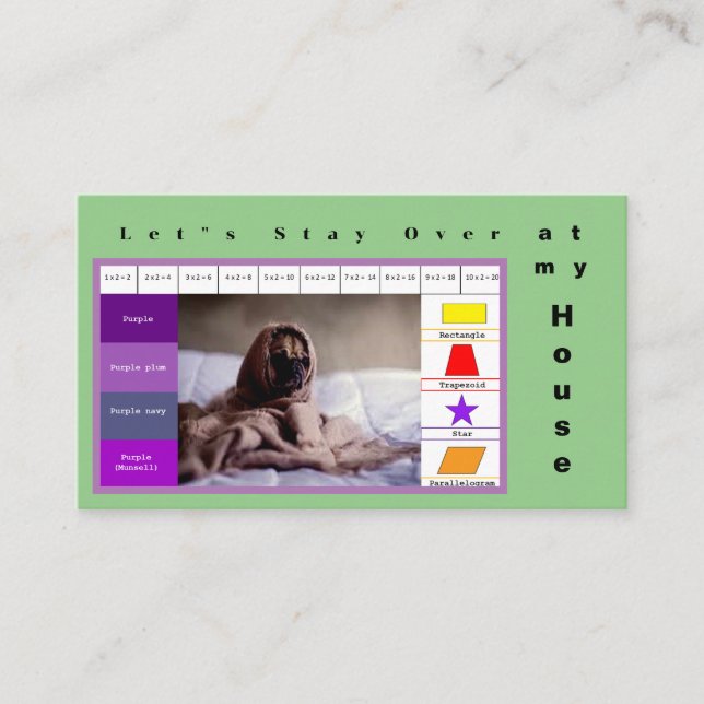 Kids Funny dog educative game Business Card (Front)