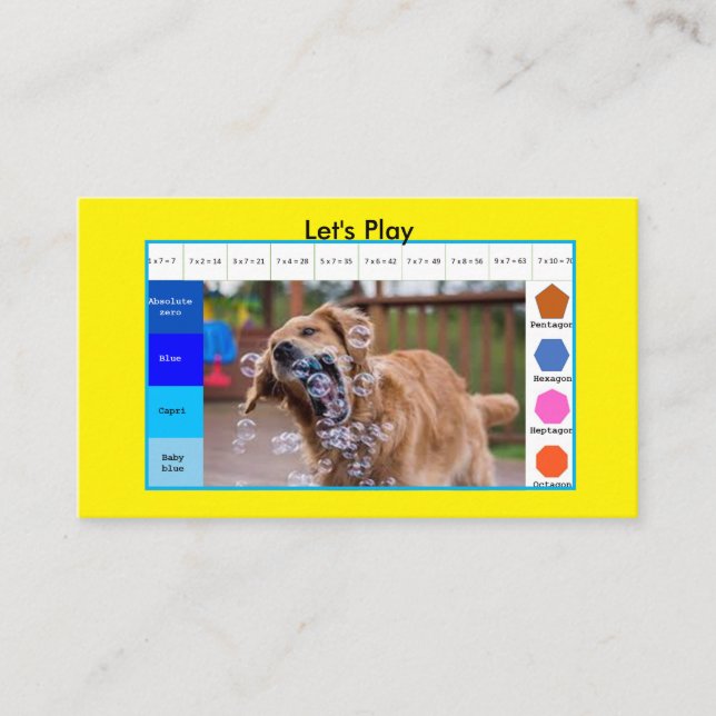 Kids Funny dog educative games Business Card (Front)