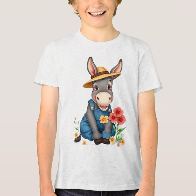Kids Funny Donkey  Tri-Blend Shirt (Front)