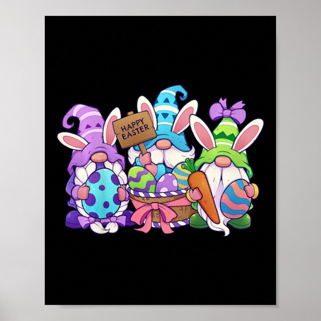 Kids Funny Easter Shirt Happy Easter Gnomes Easter Poster (Front)
