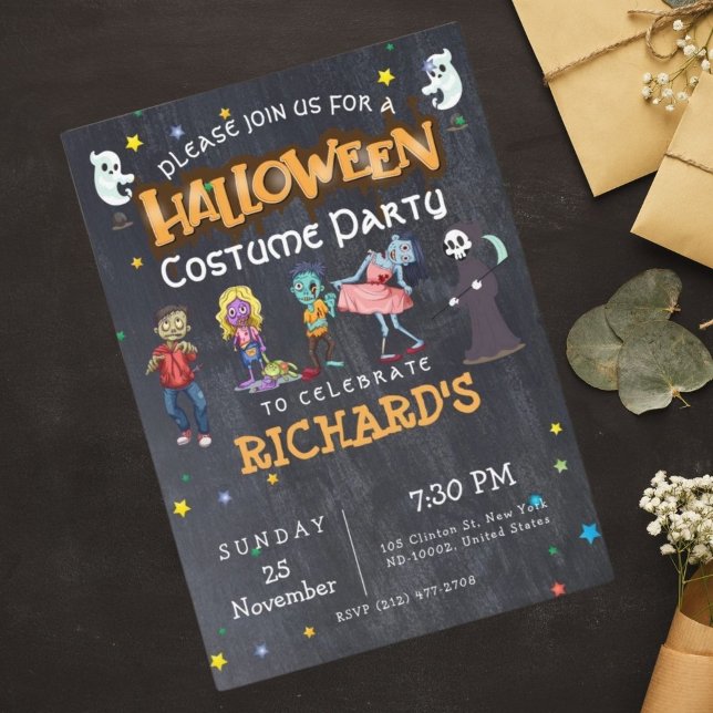 Kids Funny Halloween Costume Birthday Party Invitation (Creator Uploaded)