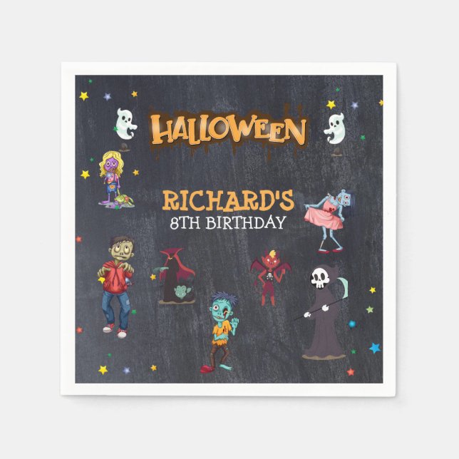 Kids Funny Halloween Costume Birthday Party Napkin (Front)
