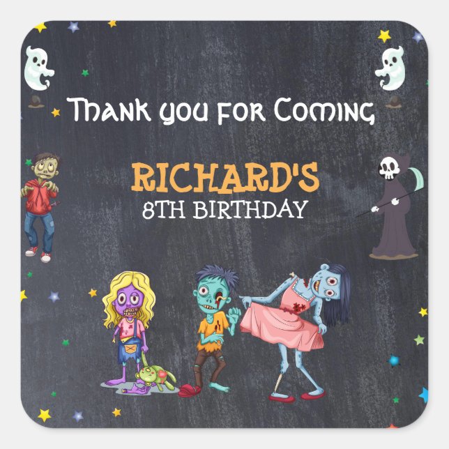 Kids Funny Halloween Costume Birthday Party Square Sticker (Front)