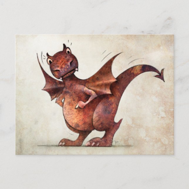 Kid's Funny Little Dragon Postcard (Front)