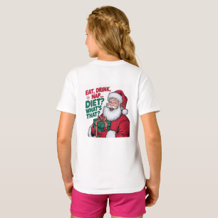 Kids Funny Santa Christmas Eat Drink Nap Shirt
