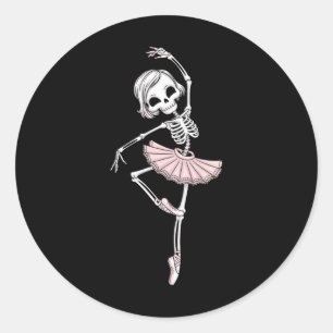 Kids Funny Skeleton Dancing Ballet Lovers Spooky H Classic Round Sticker