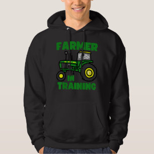 Kids Funny Tractor Boy Farmer In Training Farming Hoodie