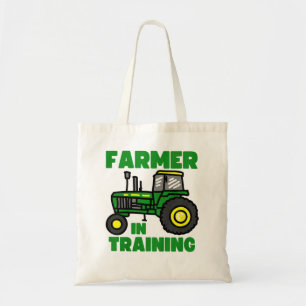 Kids Funny Tractor Boy Farmer In Training Farming Tote Bag