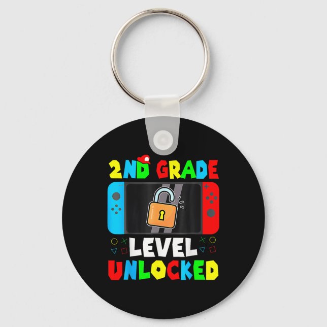 Kids Game Gaming 2nd Grade Level Unlocked First Da Key Ring (Front)