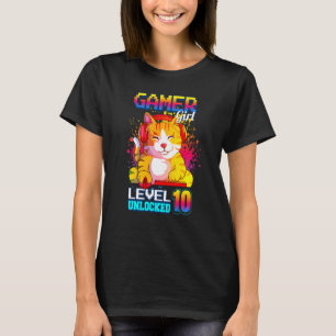 Kids gamer girl level 10 unlocked 10th birthday g T-Shirt