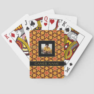 Kids Gamer Party Name & Photo Orange/Yellow  Playi Playing Cards
