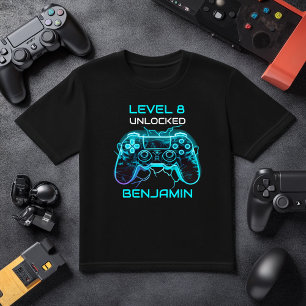 Kids Gamer Personalized Level Up Birthday T-Shirt
