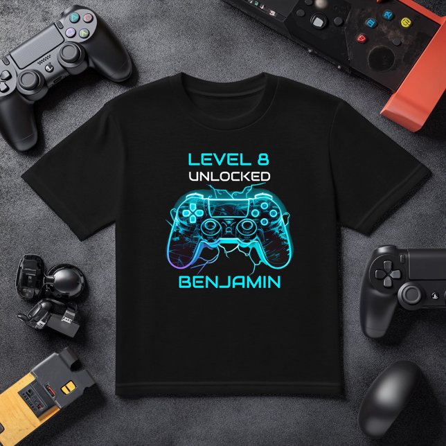 Kids Gamer Personalized Level Up Birthday T-Shirt (Creator Uploaded)