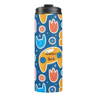 Kids' Gamers Blue Video Game Playstation Pattern Thermal Tumbler