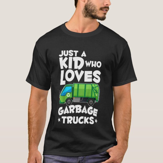 Kids Garbage Day Boys Just A Kid Who Loves Garbage T-Shirt (Front)