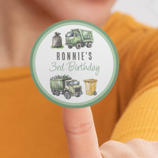 Kids Garbage Themed Birthday Party Classic Round Sticker