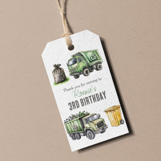 Kids Garbage Themed Birthday Party Thank You Gift Tags