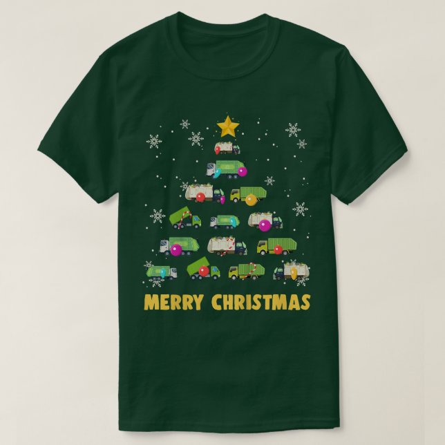 Kids Garbage Truck Christmas Tree Boys Trucks  T-Shirt (Design Front)