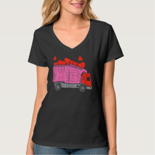 Kids Garbage Truck Hearts Toddler Boys Valentines  T-Shirt