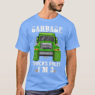 Kids Garbage Trucks Rule I'm 3 Years Old Garbage T T-Shirt