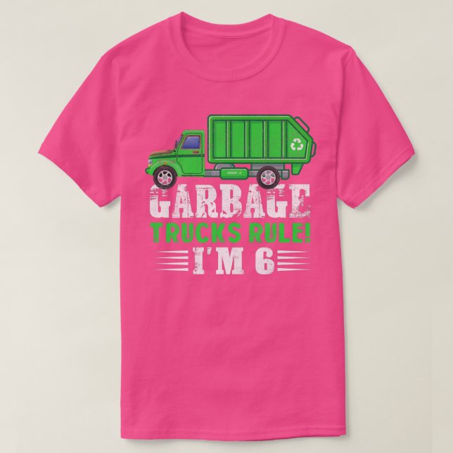 Kids Garbage Trucks Rule I'm 6 Years Old Garbage T T-Shirt (Design Front)