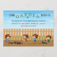 Kid's Gardening Party Invitations