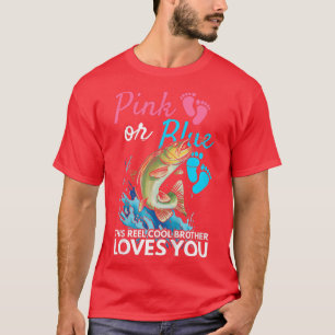 Kids Gender Reveal Party Design for a Fishing Brot T-Shirt