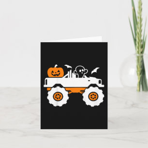 Kids Ghost Pumpkin Riding Monster Truck Lazy Hallo Card
