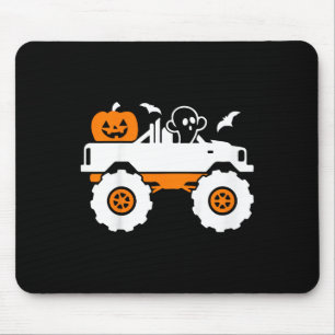 Kids Ghost Pumpkin Riding Monster Truck Lazy Hallo Mouse Pad
