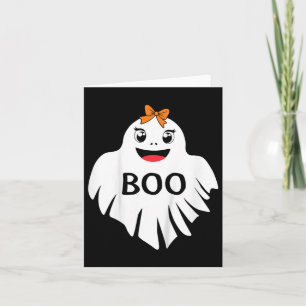 Kids Ghost With Bow Boo Girls Halloween T Shirt  Card