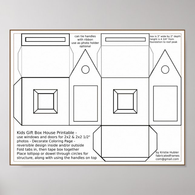 Kids Gift Box House Colouring Printable Project Poster (Front)