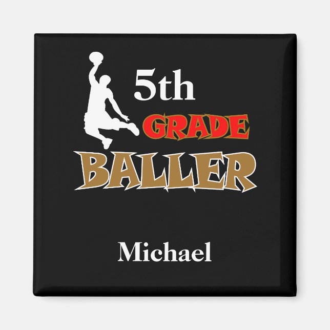 Kids Gift School Basketball Grade Level Magnet (Front)