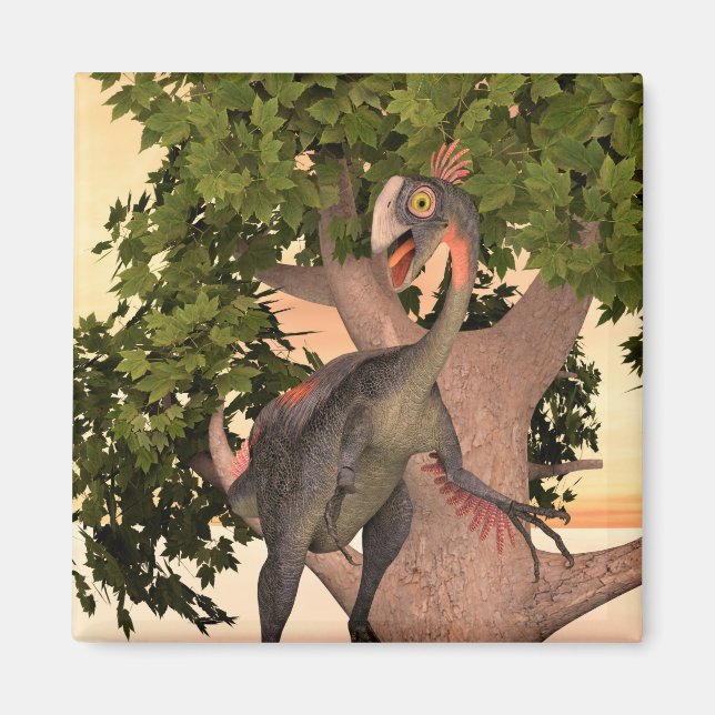 Kids Gigantoraptor Dinosaur Adventure Art Magnet (Front)