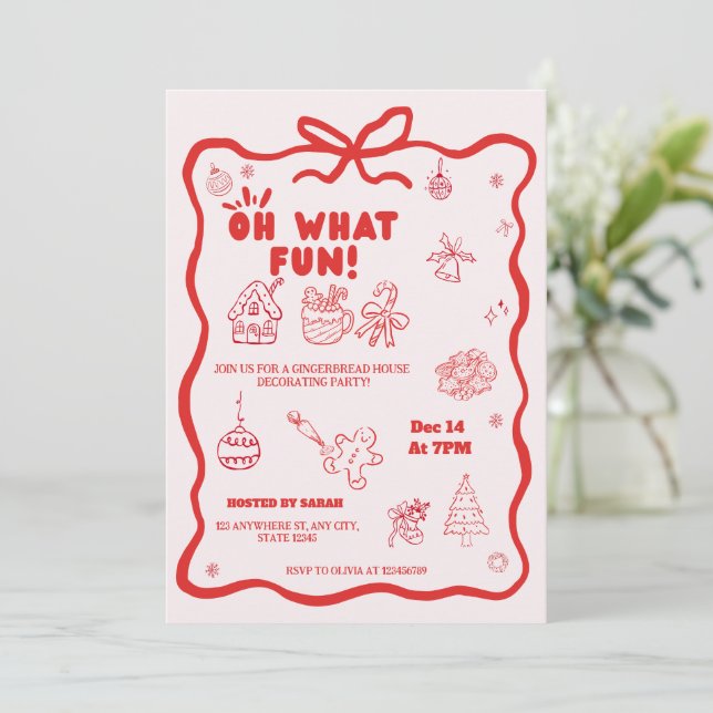 kids Gingerbread Decorating Party Invitation (Standing Front)