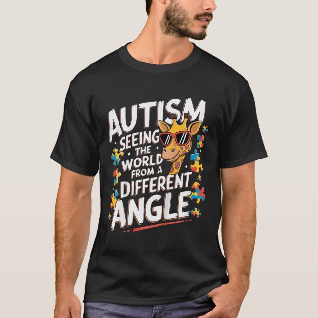 Kids Giraffe Autism Seeing World Different Angle A T-Shirt (Front)