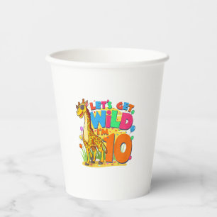 Kids Giraffe Birthday Party 10 Year Old Boy 10th B Paper Cups
