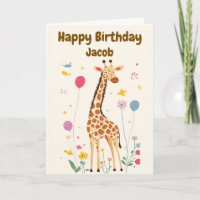 Kid's Giraffe Cute Happy Birthday