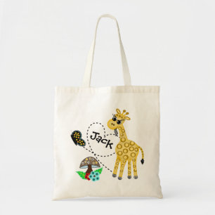 Kid's Giraffe Love Books Personalised Book Tote Bag