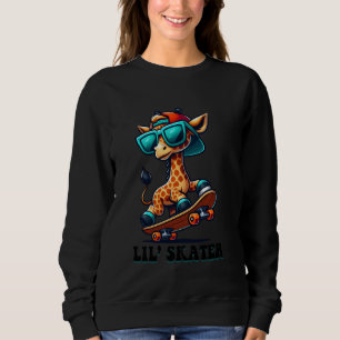 Kids Giraffe On A Skateboard Skater Boys Sweatshirt