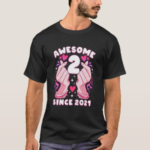 Kids Girl 2nd birthday, born 2021, K-pop heart, Sa T-Shirt