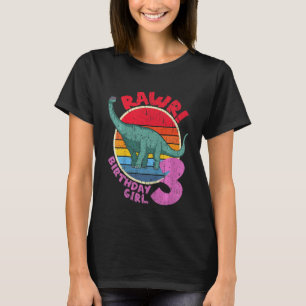 Kids Girl 3rd Birthday I Rawr Brachiosaurus I Fami T-Shirt
