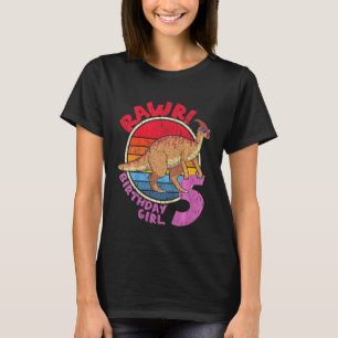 Kids Girl 5th Birthday I Rawr! Parasaurolophus I F T-Shirt