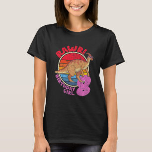 Kids Girl 8th Birthday I Rawr! Parasaurolophus I F T-Shirt