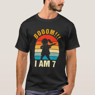 Kids Girl Dabbing Boom I Am 7 Years Old 7th Birthd T-Shirt